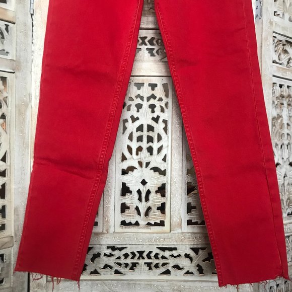 NWT Mih Jeans Mimi Vintage High Rise Raw Hem Red 24 - Picture 12 of 16